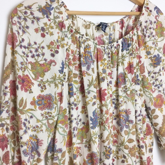 CHAPS floral blouse size large feminine casual - Picture 2 of 3